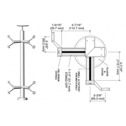 CRL Polished Stainless 36" P6 Series Spider 90° Corner Post Railing Kit, sleek design