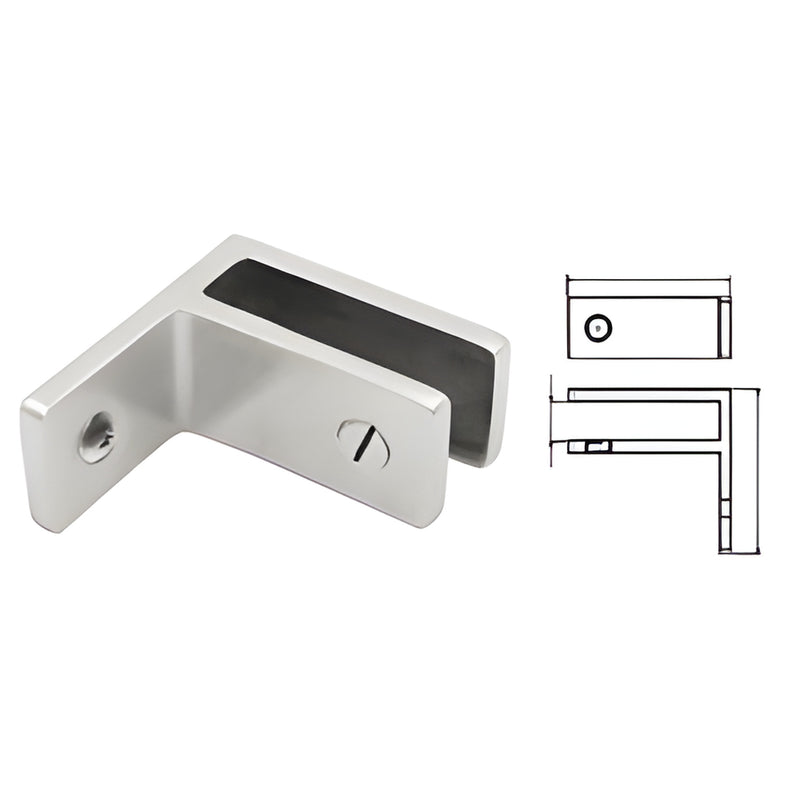Brushed 316 stainless steel wall-mount glass bracing clamp for 21.52mm glass (GBCWM21BS)