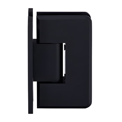 Matte black brass frameless shower door hinge (Cologne), beveled edge, self-centering, fits 10-12mm glass - SKU C0L037MBL