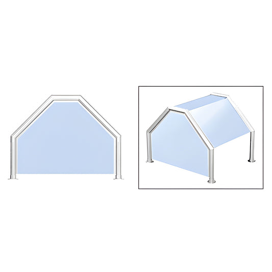 SG5111PS: Polished stainless steel slant sneeze guard with angled glass panel, 1-1/2" tubing, Elegant Series.