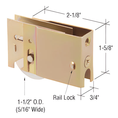 CRL 1-1/2" Steel Sliding Glass Door Replacement Roller, 3/4" Housing