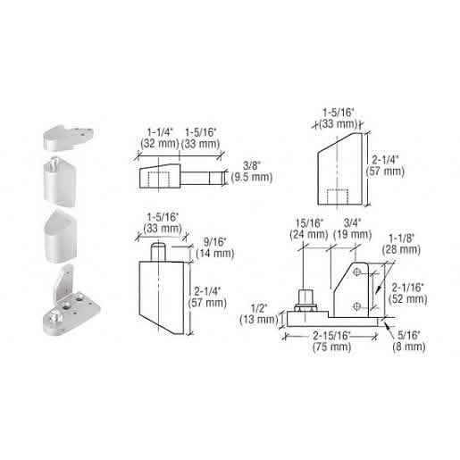 "CRL Aluminum Offset Right Hand Pivot Set with 1/8" Recess for seamless door installation.