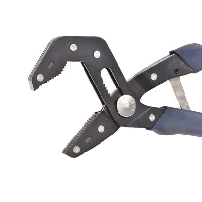 Robo-Grip RBG10M 10 in self-adjusting curved-jaw pliers with textured matte handles and serrated black jaws