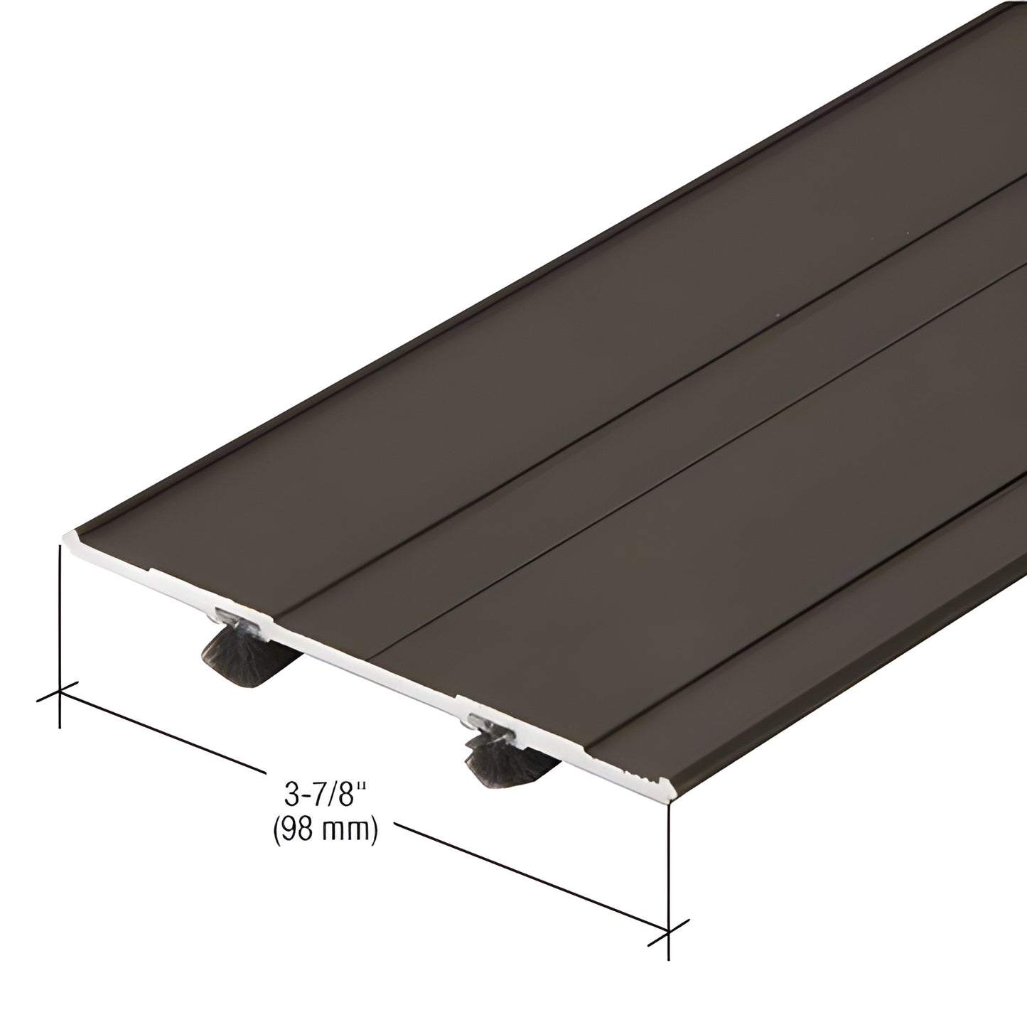 P42722 black bronze anodized aluminum curtain wall extrusion, 3-7/8" wide, flat face profile with integrated weatherstrip