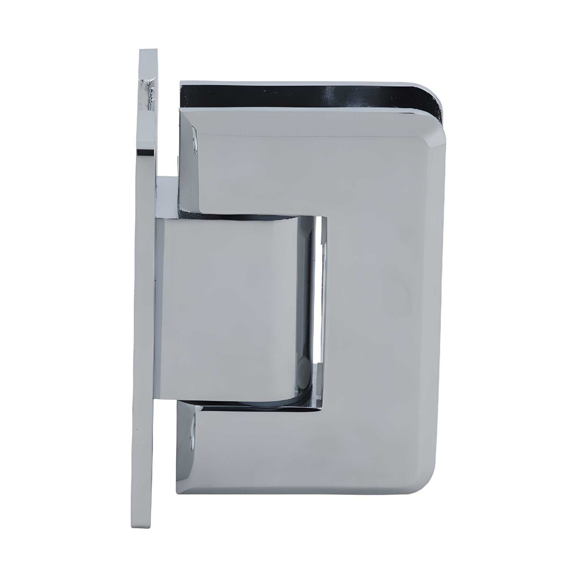 P1N337CH polished chrome adjustable Pinnacle brass shower hinge, wall-mount H back plate for 8-12mm glass