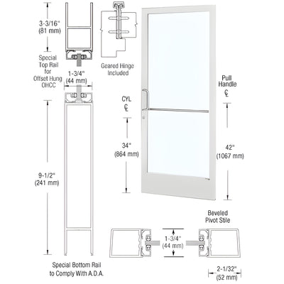 CRL-U.S. Aluminum 250 Bone White Narrow-Stile Door - Geared Hinge