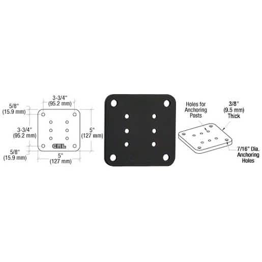 CRL Matte Black 5" x 5" Square Base Plate for sleek and modern architectural design.