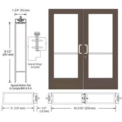 CRL-U.S. Aluminum Series 550 Black Anodized Wide-Stile Geared Hinge Pair