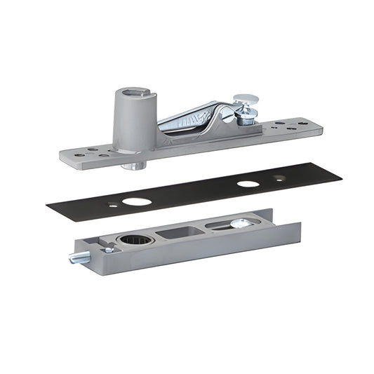 CRL860MBL center-hung walking-beam top pivot kit with adjustable arm, finished cover plate and black faceplate.