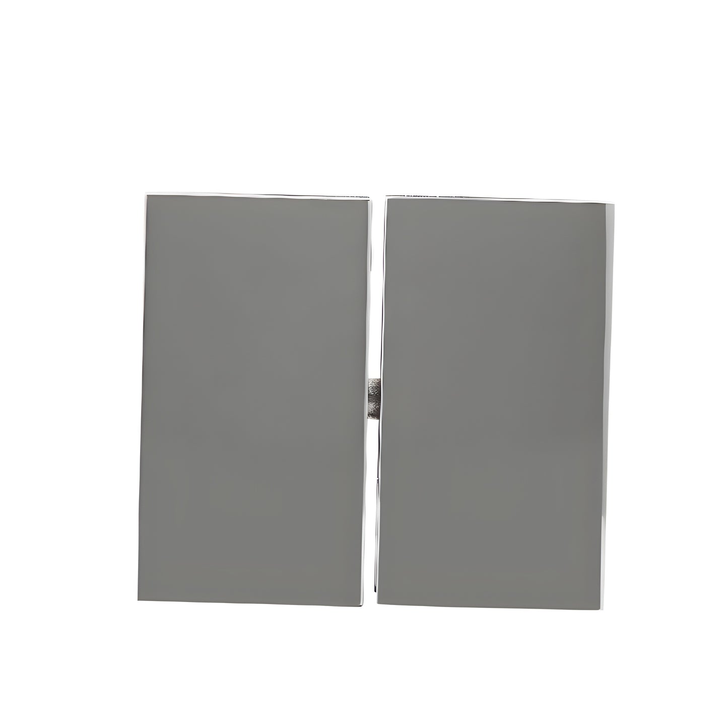 CAR02CH Cardiff polished chrome squared pivot hinge for 8-10mm glass, 3-5/8 in wide, top-and-bottom mount