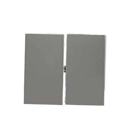 CAR02CH Cardiff polished chrome squared pivot hinge for 8-10mm glass, 3-5/8 in wide, top-and-bottom mount