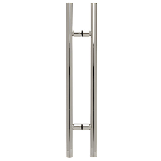 LP24CH polished chrome ladder-style 24 in tubular brass shower pull, back-to-back mount for 8-12 mm glass