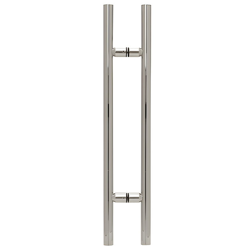 LP24CH polished chrome ladder-style 24 in tubular brass shower pull, back-to-back mount for 8-12 mm glass