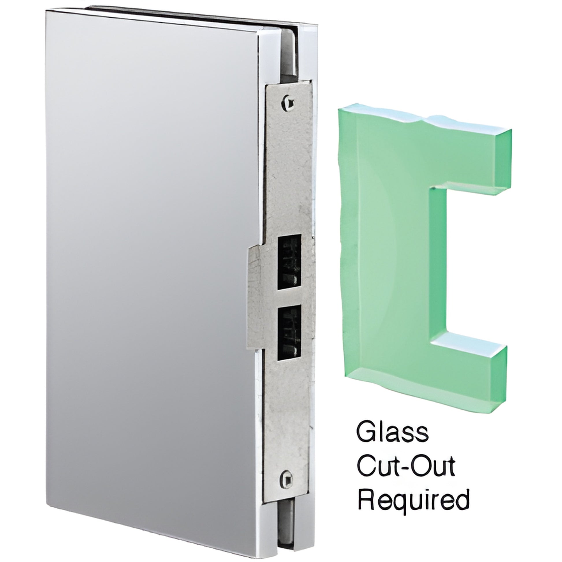 CRL DLK610EPS polished stainless steel 6x10 center lock glass keeper for 1/2 in (12 mm) tempered glass doors