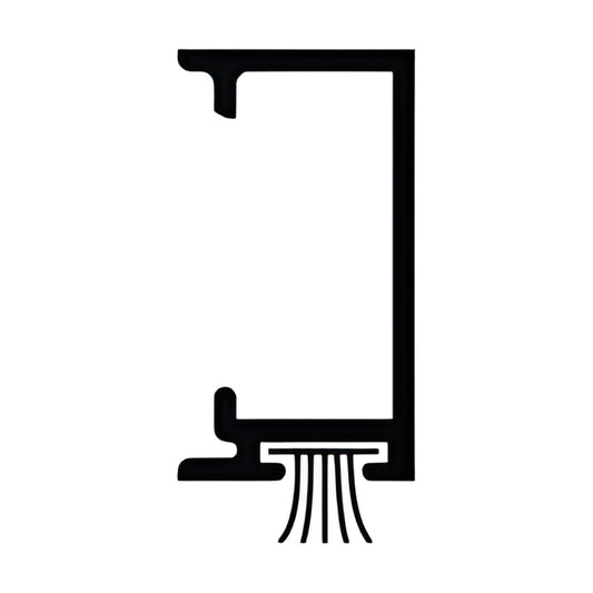 Extruded aluminum surface door stop profile with brush weatherstrip, clear anodized finish - SKU CW21911