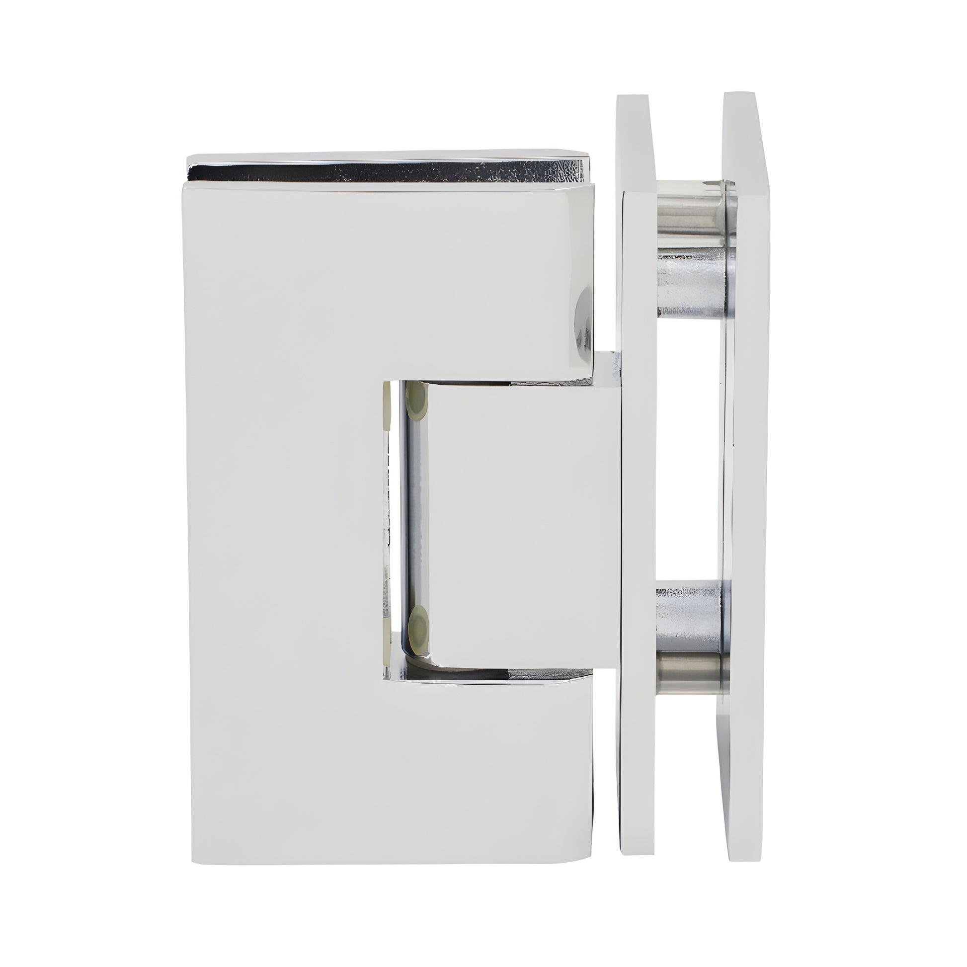 Polished chrome square glass-to-glass shower hinge, brass Vienna 90 self-centering (SKU V1E092CH)