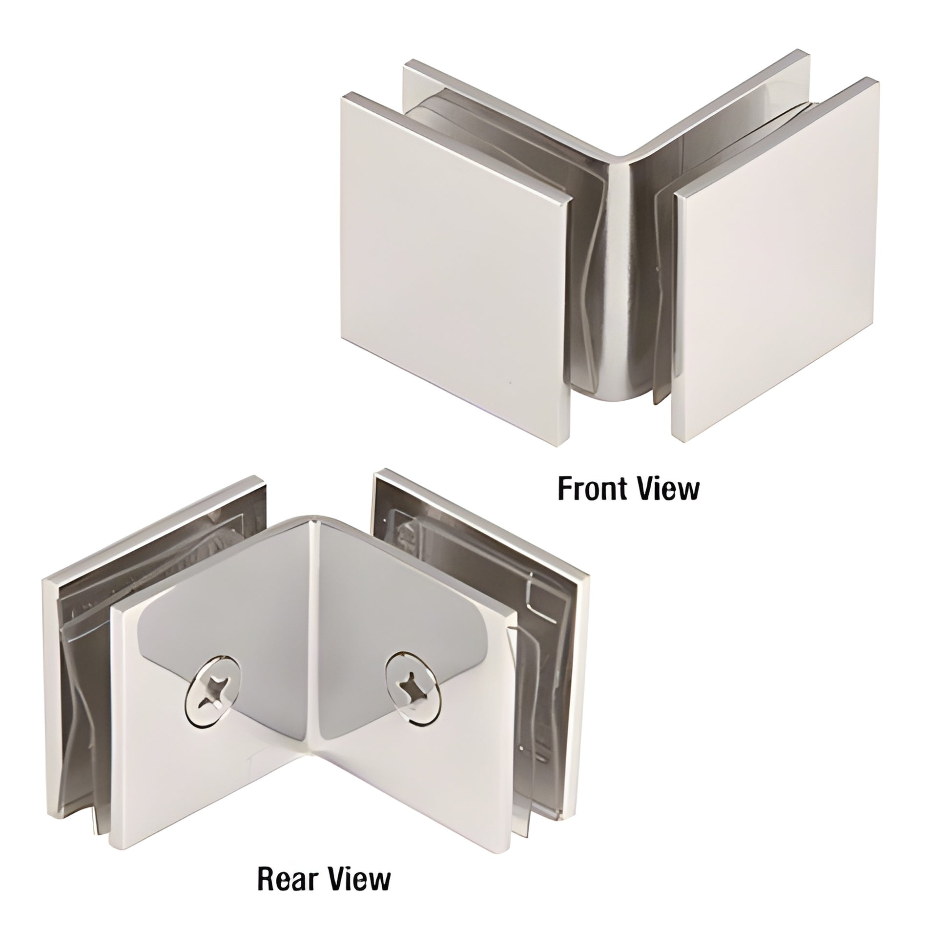CRL SGC0F90PN polished nickel 90 open-face glass-to-glass clamp for 10-12mm frameless shower panels