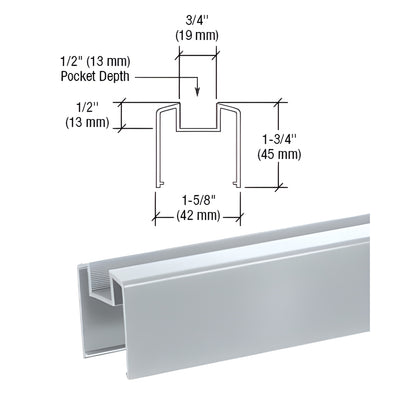 CRL Mill 200/300/350/400 Series 241" Replacement Glass Bottom Rail