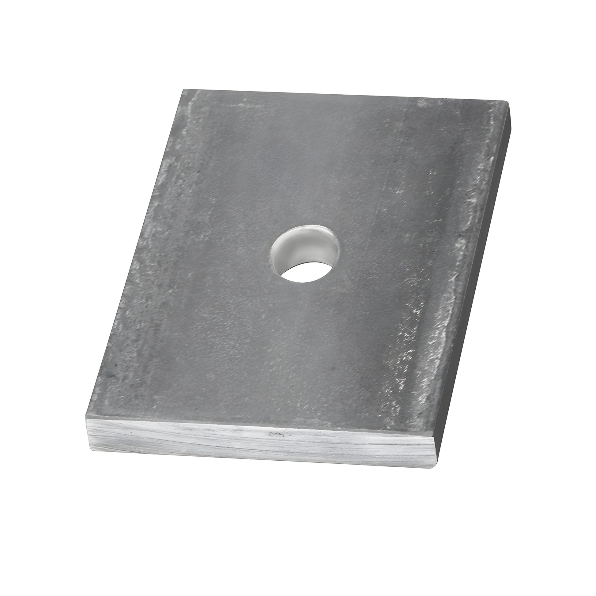 LSWB21 steel weld block, rectangular hot-rolled A36 with centered M14 x2.0 tapped hole, 3-1/4 3 1/2 in.