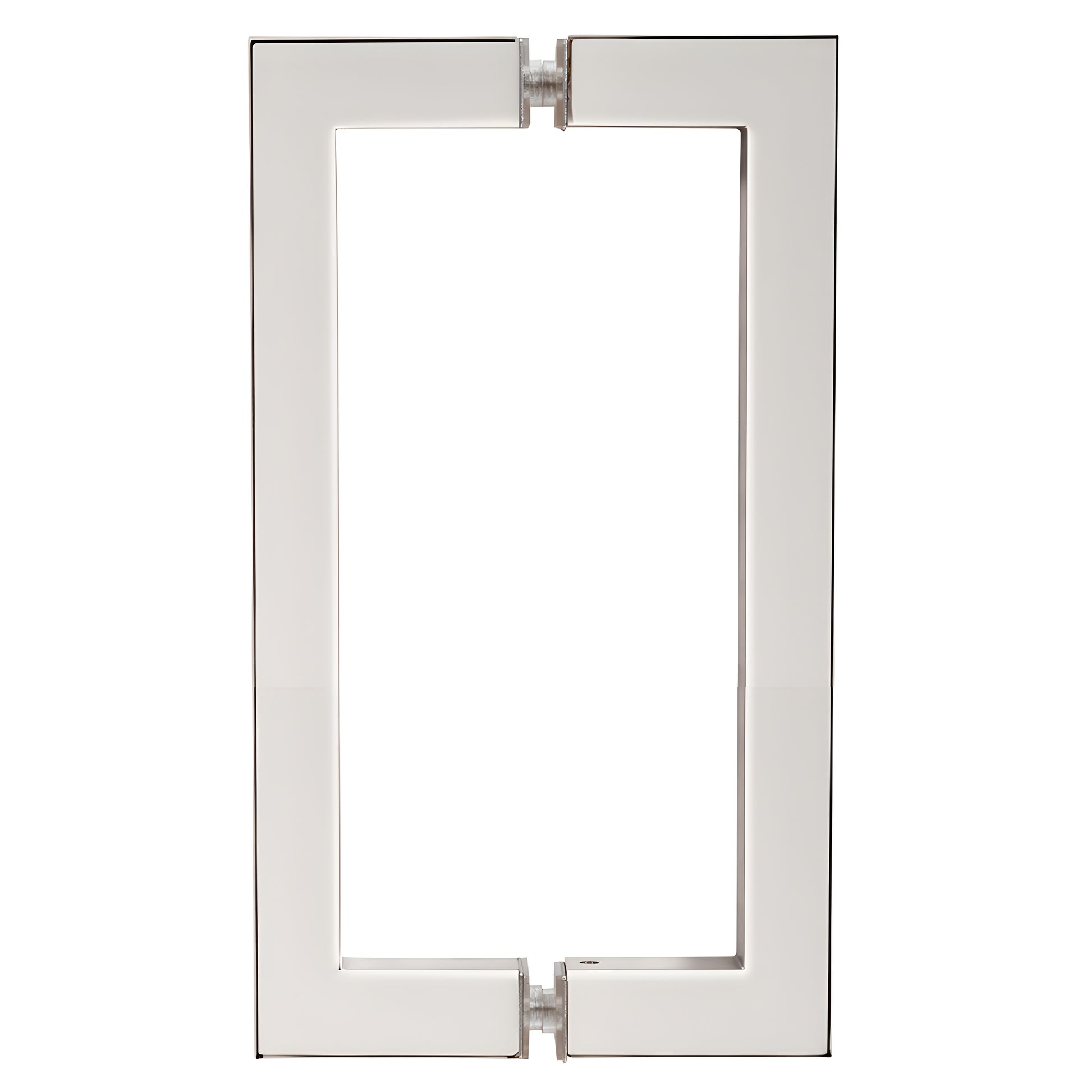 Polished nickel square-corner back-to-back shower door pull, 8" center-to-center, fits 1/4-1/2" (6-12mm) glass