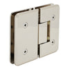 PLY180PN polished nickel 180 glass-to-glass brass shower door hinge, beveled square design for 10-12mm glass