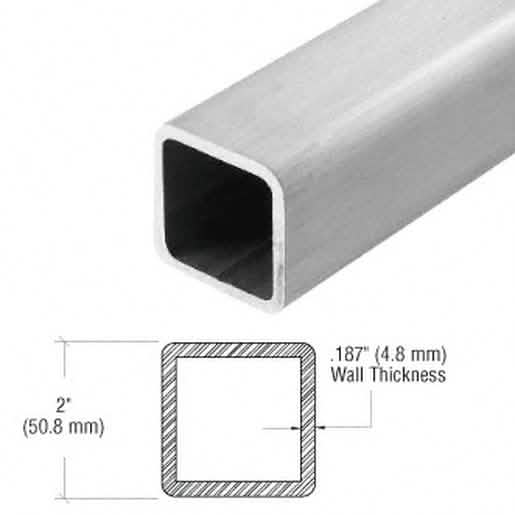 CRL Brushed Stainless 2" Square Pipe Rail Tubing - 20'', durable and sleek design