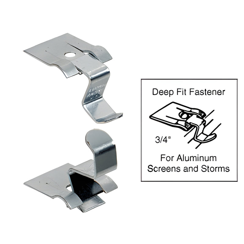 Ludwig D435 deep-fit spring steel window fasteners, zinc plated clips with installation diagram