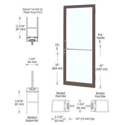 CRL-U.S. Aluminum 36x84 Bronze Black Anodized Narrow Stile Door