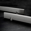 Latitude 34 double-sided flush mount brushed stainless glass door pull, 48 inch overall, SKU LAT34FLP48BS