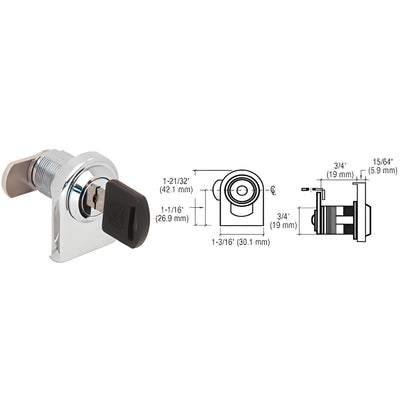 CRL Chrome Round-Top Swinging Glass Door Lock Keyed-Alike