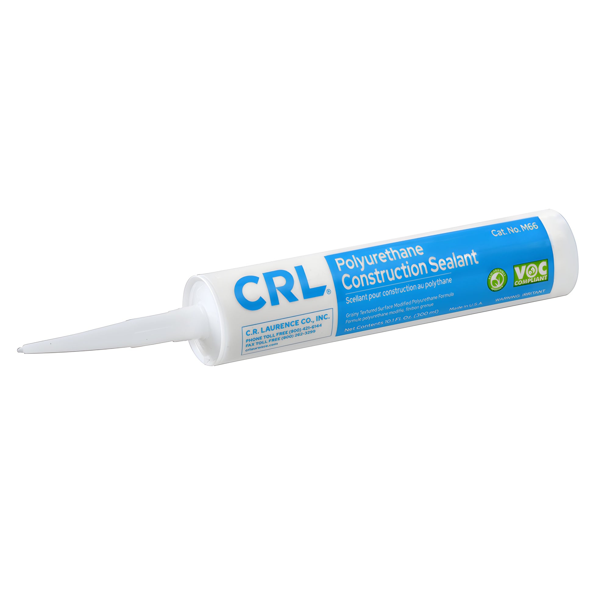 CRL M66 gray polyurethane construction sealant 10.1 oz cartridge with nozzle - low VOC, grainy textured sealant.