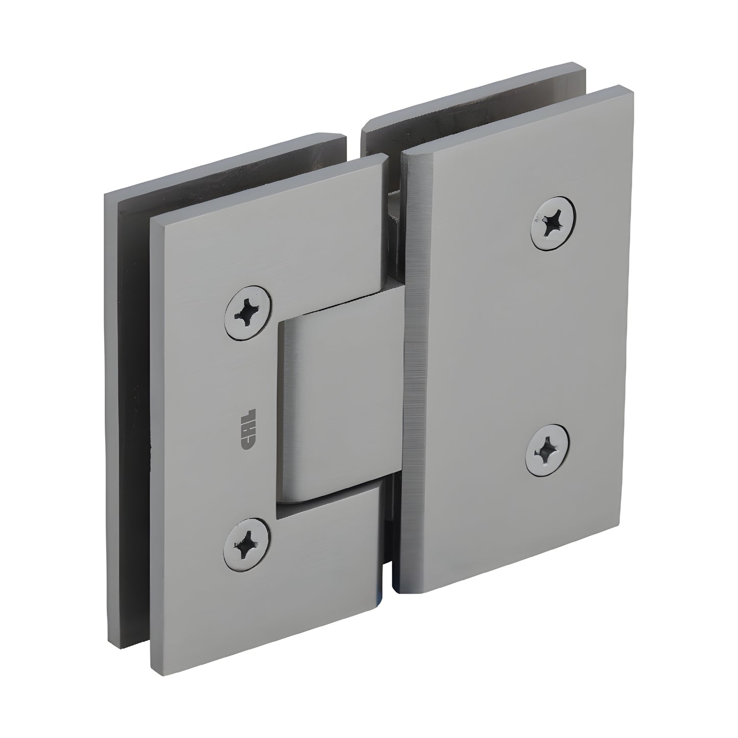 Brushed nickel Vienna glass-to-glass shower hinge, square design, solid brass - SKU V1E180BN