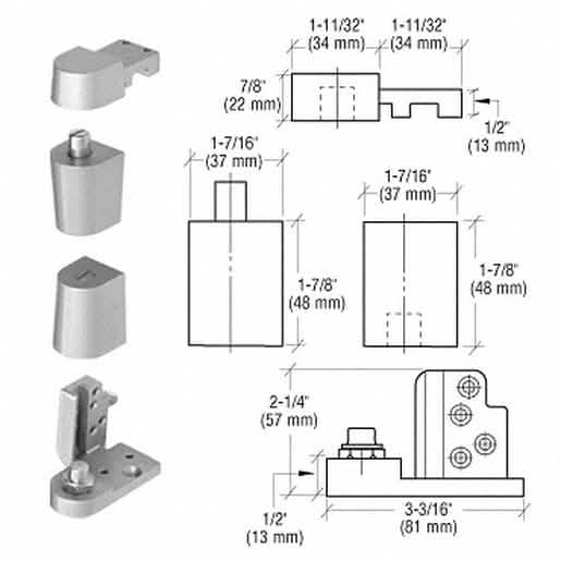 CRL Aluminum Offset Right Hand 0P70 Series Pivot Set: Durable, precise door hardware.