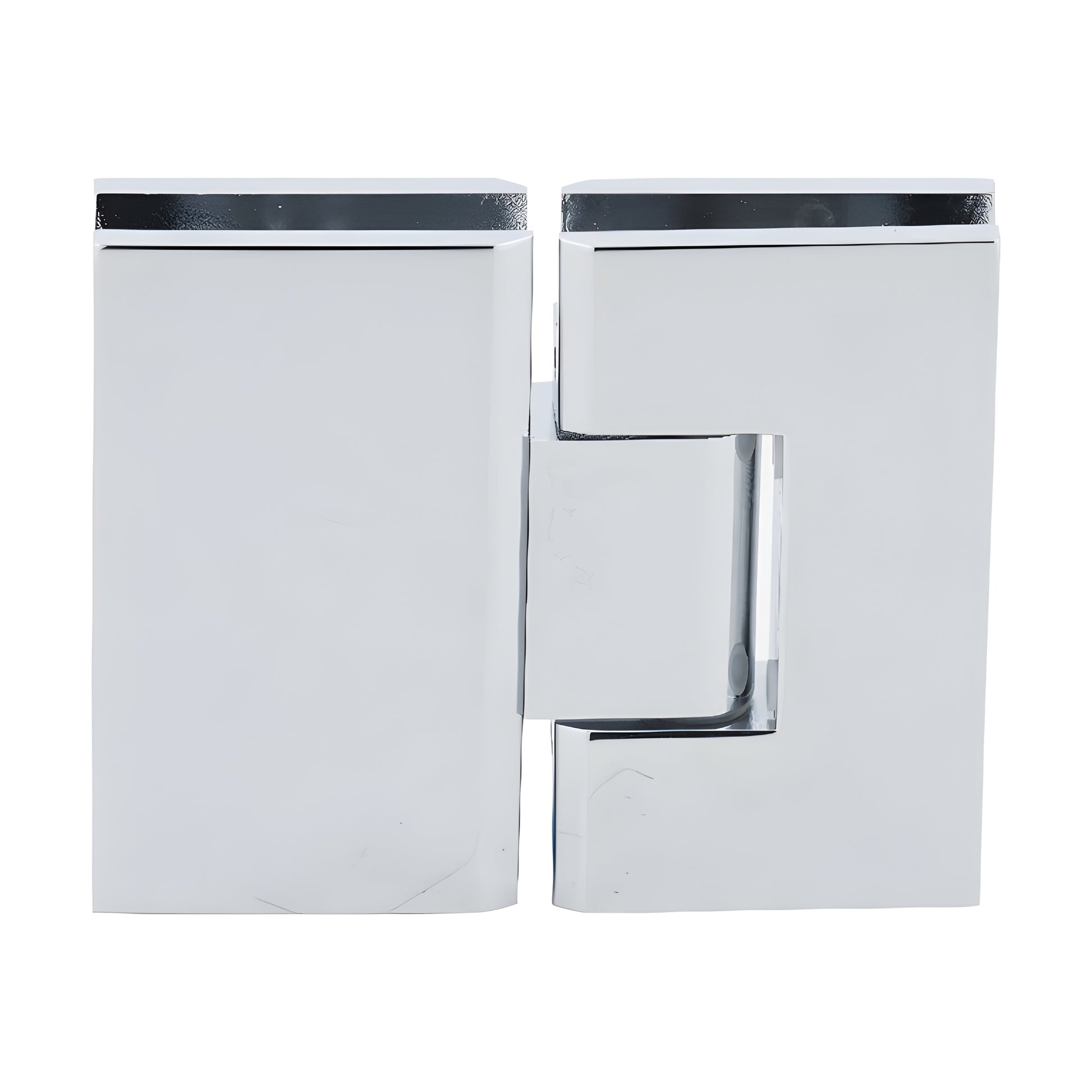 V1E780CH polished chrome squared Vienna glass-to-glass shower hinge, brass, for 10-12mm glass, positive-close