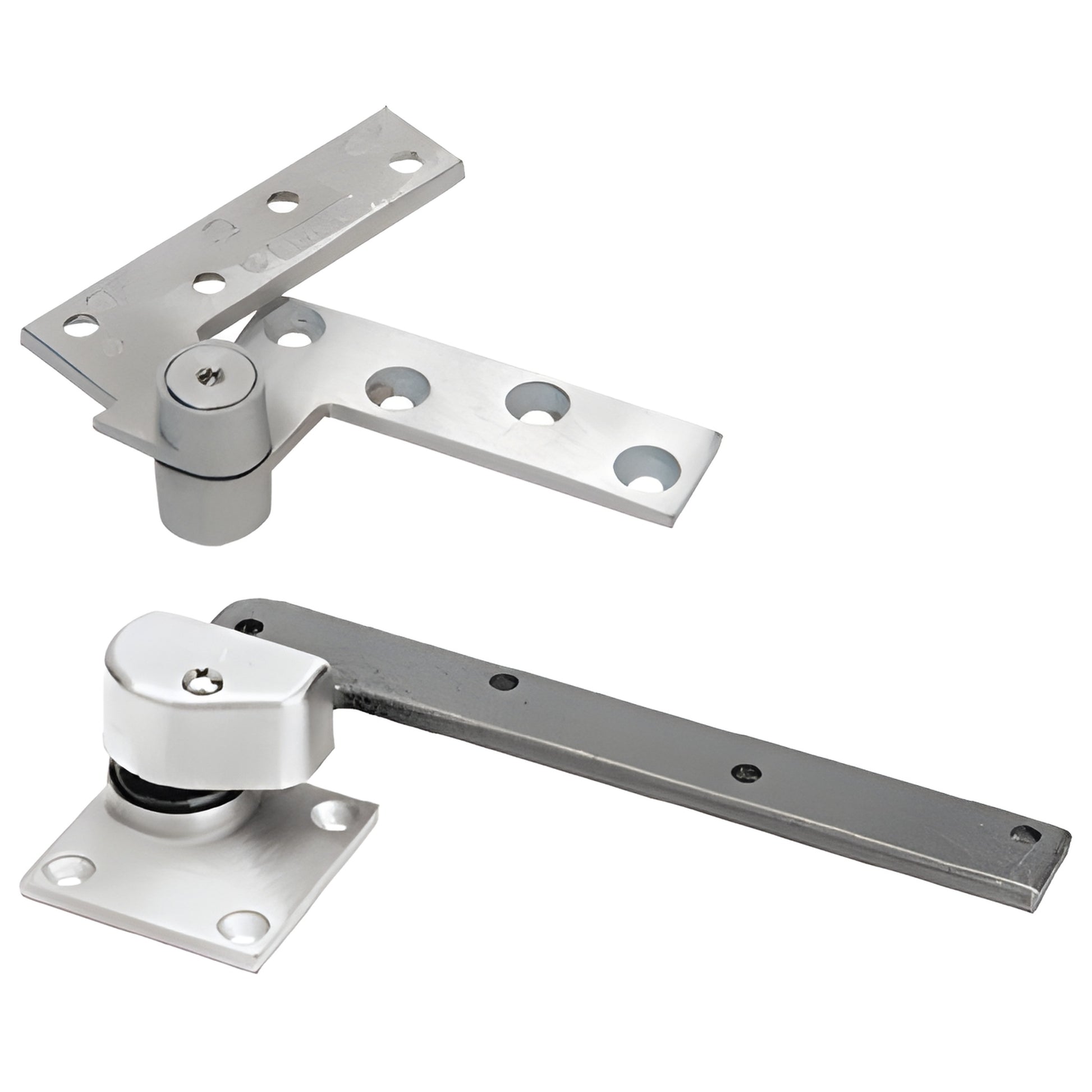 Rixson offset pivot hinge, satin chrome, heavy-duty (SKU 147RHSC) right-hand
