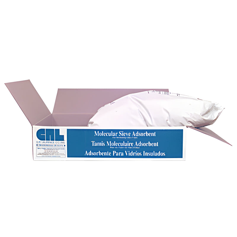 CRL MSD50B molecular sieve desiccant 55 lb box with white pouch and blue label for insulating glass.