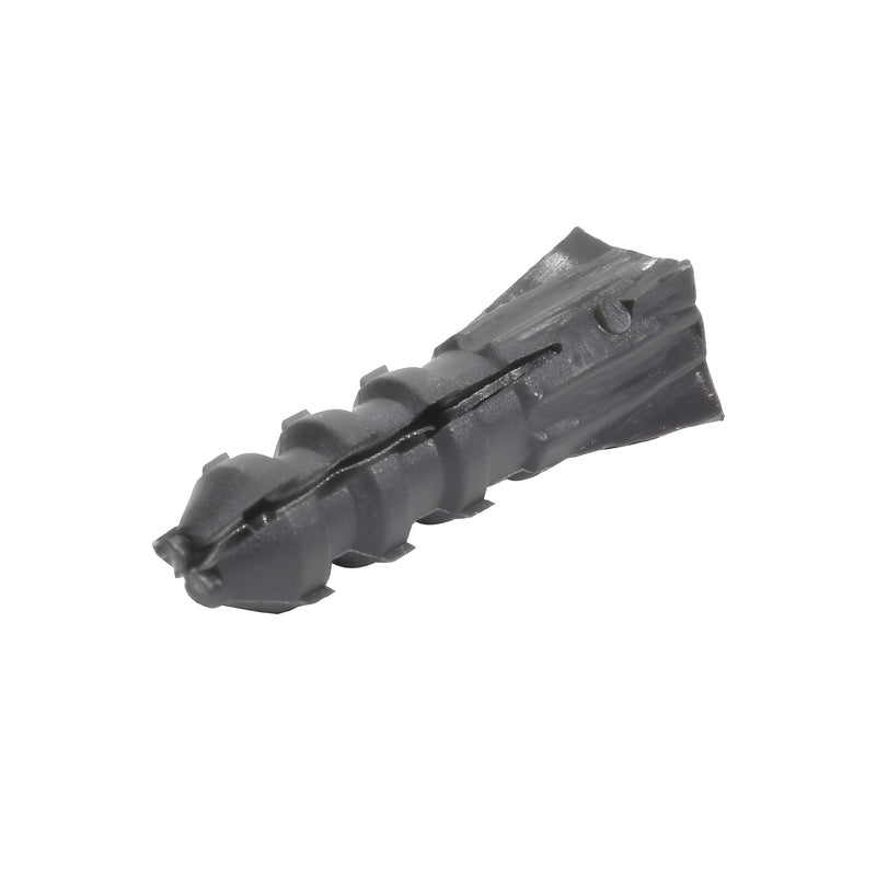 Gray plastic ribbed screw anchor (shoulderless), 1/4 in drill hole, fits #4-#10 screws - SKU P1349C