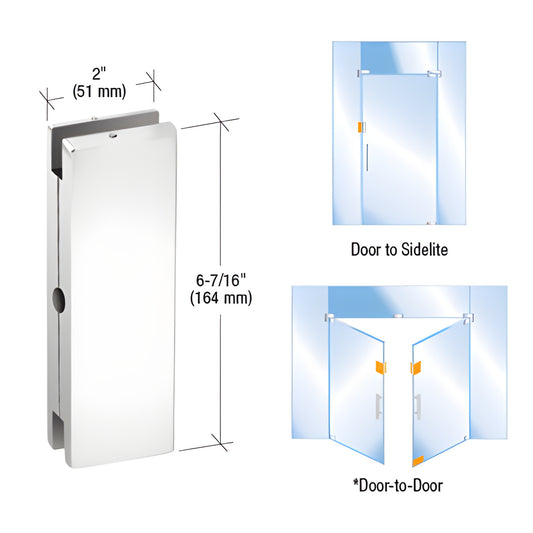 AMR206PS polished stainless steel sidelite/glass door keeper for 3/8-1/2" (10/12mm) tempered glass, 6-7/16" tall