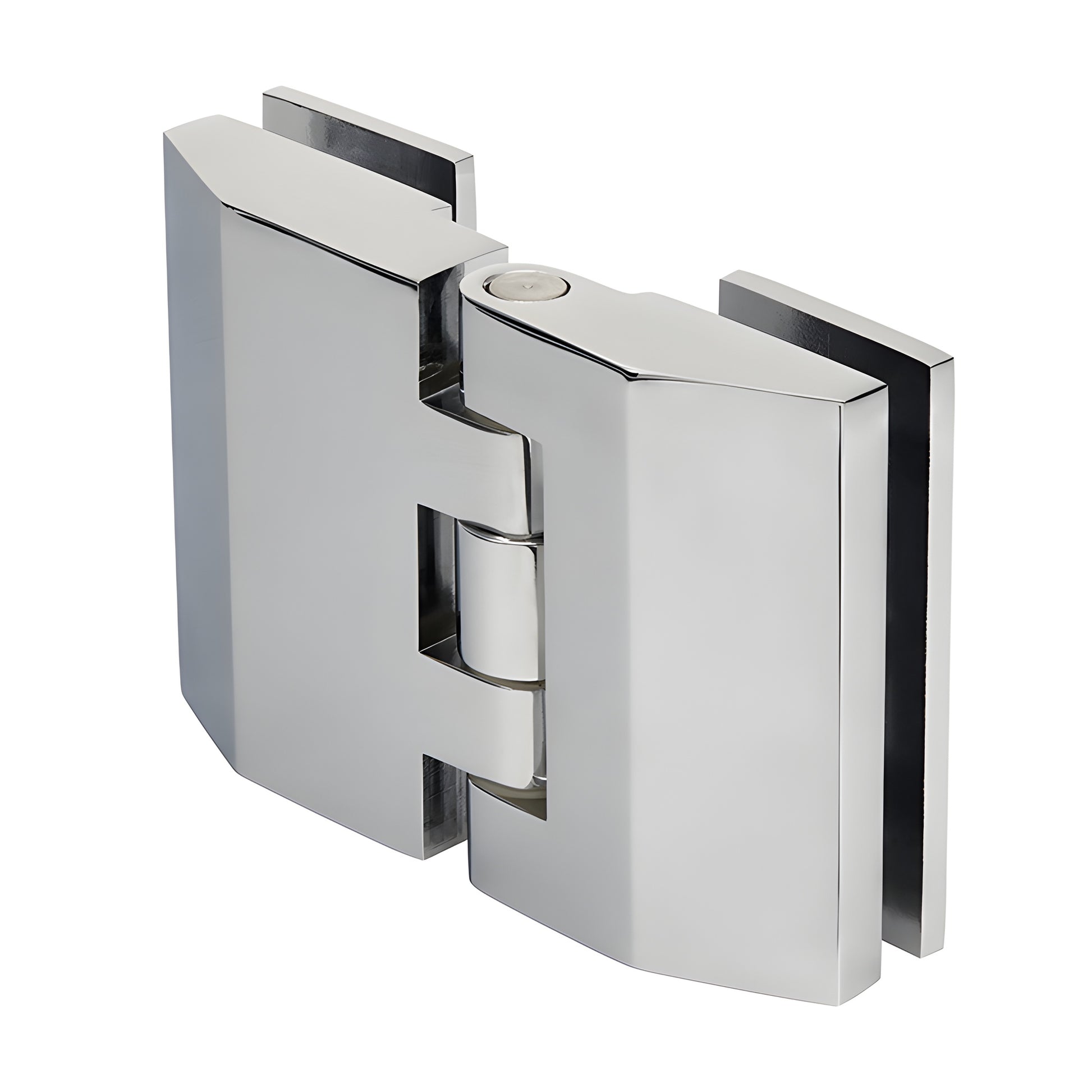 REG180CH polished chrome adjustable glass-to-glass shower hinge, solid brass, square profile