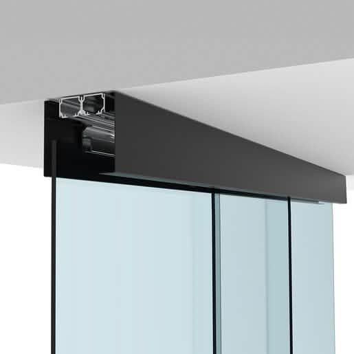CRL50 Matte Black Ceiling Mount Kit - Two Panel, Left Stacking, Modern Design