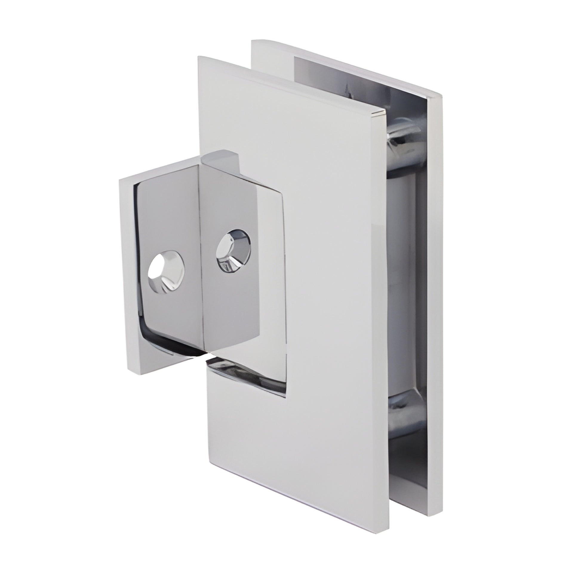 GEN280CH polished chrome pony wall mount hinge for frameless shower door, solid brass, short back plate, self-centering