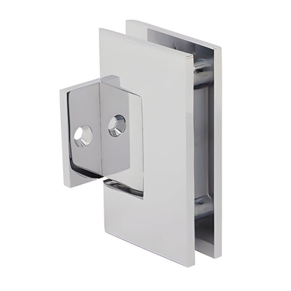 GEN280CH polished chrome pony wall mount hinge for frameless shower door, solid brass, short back plate, self-centering
