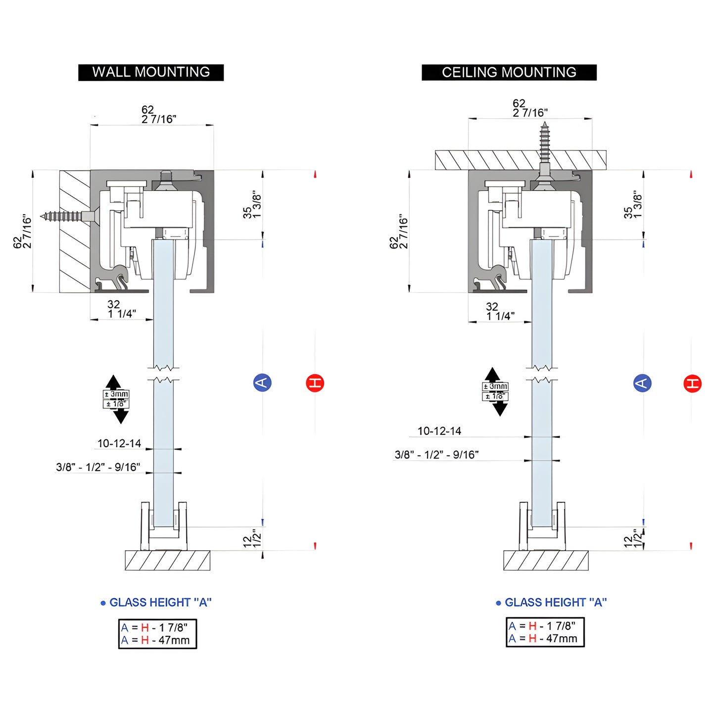 CRL690MBL matte black commercial sliding glass door kit with 118" track and top hangers