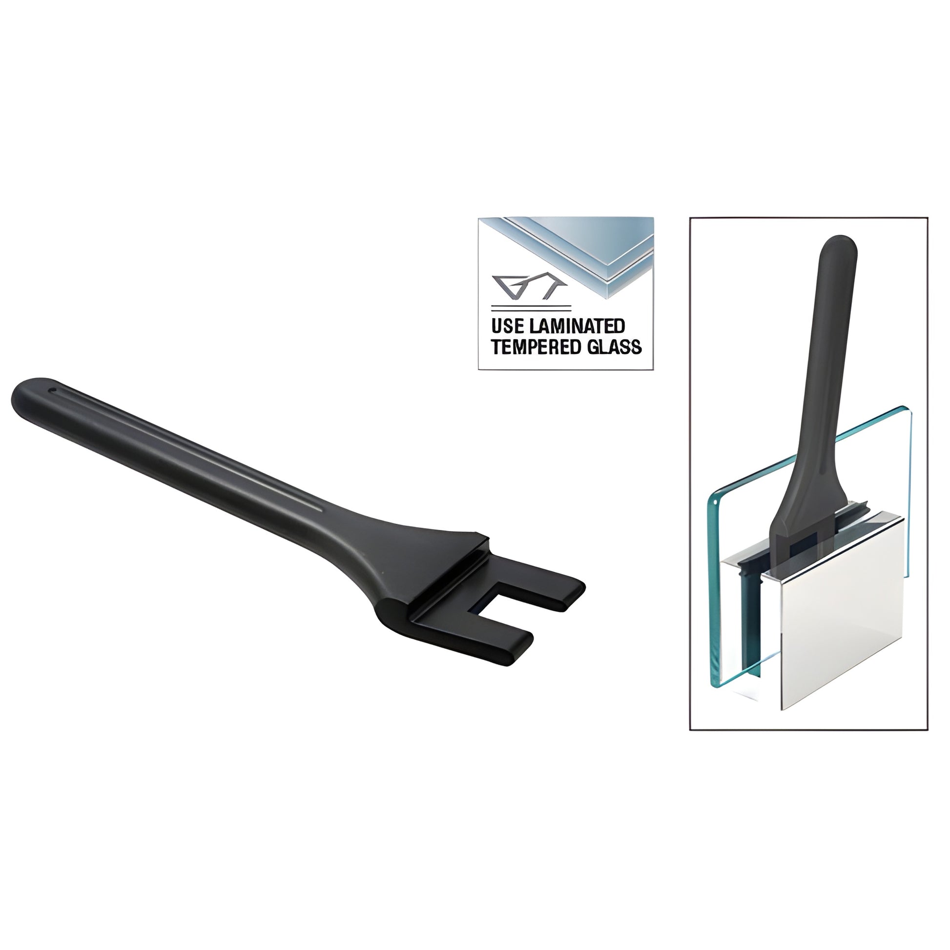 CRL LTLST3 laminated glass railing setting tool - black centering paddle for TAPER-LOC dry-glazed base shoe
