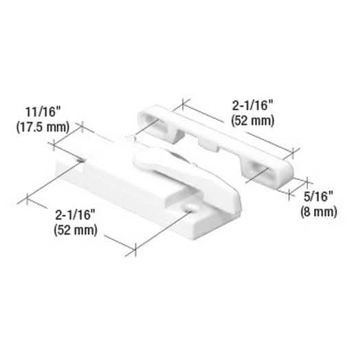 CRL White Sash Lock & Keeper, 2-1/16" Holes, No Lugs - Secure Your Windows