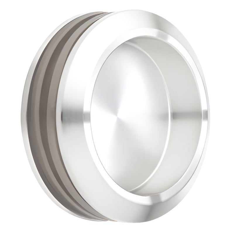 Polished stainless steel thru-glass pull with center water-block plate for 8-10mm tempered glass, SKU SERNHP2PS