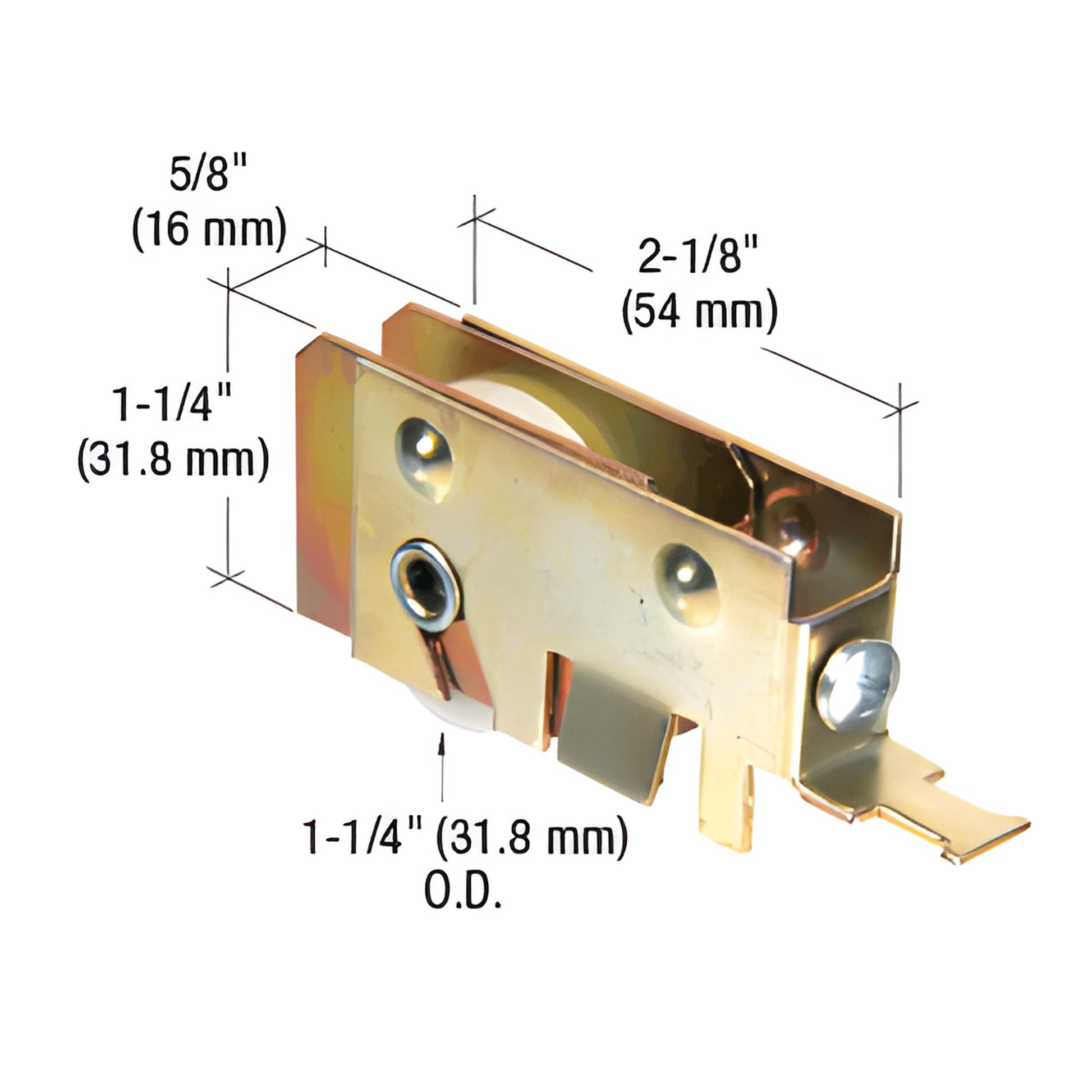 CRL N6965 mirror door roller assembly - adjustable steel housing with 1-1/4" nylon ball-bearing roller, 5/8" wide