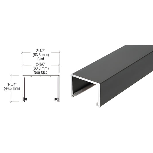 Gloss black CRL top track SD1TTBL for bottom-rolling sliding doors, 1-3/4 in H x 120 in L U-channel.