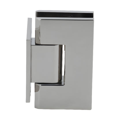 Polished nickel solid brass Vienna shower door hinge with short back plate, squared design for 3/8-1/2" glass