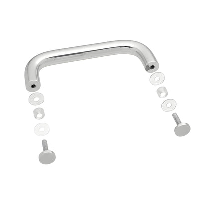 BPS8CH polished chrome solid brass U-shaped glass door pull, 3/4 in dia, 8 in center-to-center, single-sided